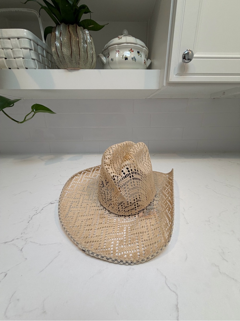 Authentic Hecho Woven Straw Cowboy Hat - Natural